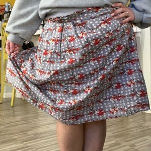Bella Bird Floral Print Midi Skirt